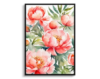 Peony Watercolour Botanical Art Print - Herbaceous Floral Framed Plant Wall Art Poster Flower Painting - Floral Home Decor - Flower Print