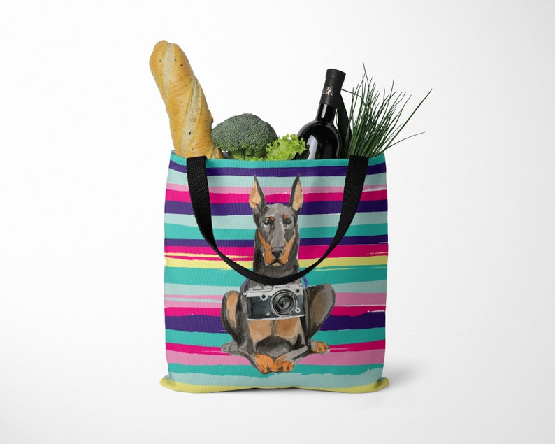 All purpose: for work life shopping Doberman dog Tote Bag Pinscher Dobie Dobynm shoulder Illustrated dogs /& 6 Travel inspired styles