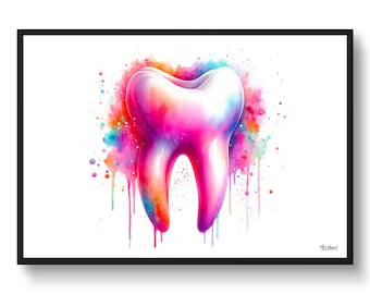 Tooth Dental Dentist  Wall Art Print Watercolour Molar tooth Medical Doctor Clinic Poster Painting Gift