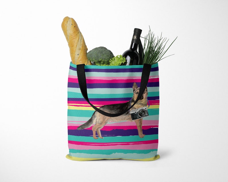 All purpose: for work Illustrated dogs /& 6 Travel inspired styles shopping life German Shepherd Dog Tote Bag Alsatian shoulder bag