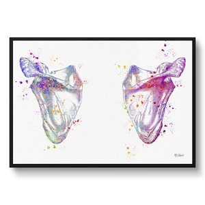 Scapula Anatomy Watercolour Print Shoulder Blade Chiropractic Doctor Office Clinic Wall Art Waiting Room chiropractors physiotherapists gift