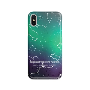 Nördliche Lichter Galaxie benutzerdefinierte Sternenkarte Handyhülle. Personalisierte Sternbild Himmelskarte - Iphone 6 S Plus, 7 Plus, 8, X, XS, 11 Samsung S7-S10