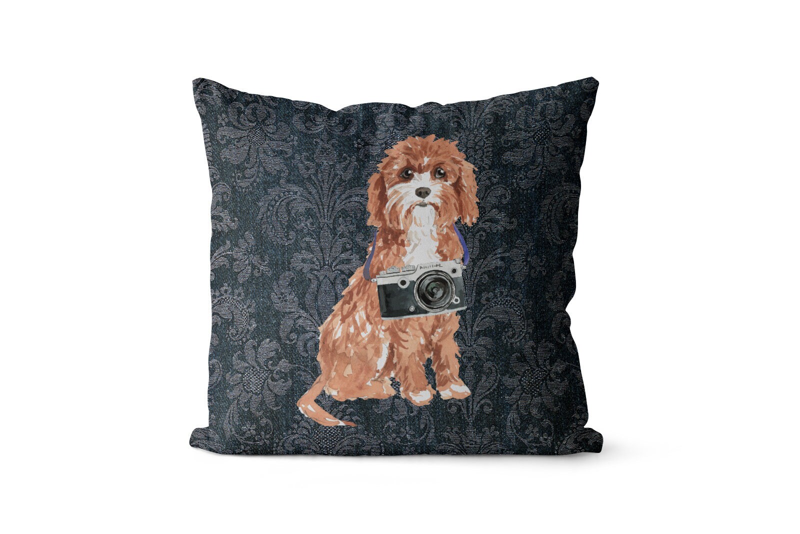 Cavapoo dog Inspired Throw Pillow Large denim style cushion | Etsy