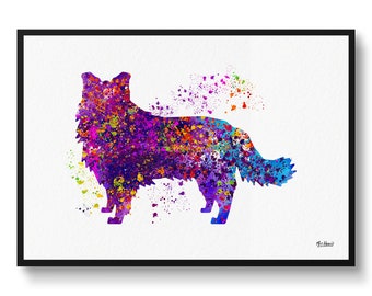 Aquarelprint border collie – Kleurrijke muurkunst hondenliefhebber