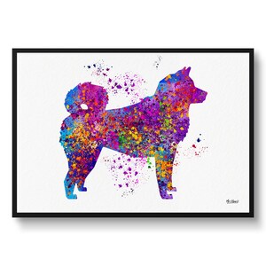 Akita Inu Watercolour Dog Print - Splash Veterinary Decor Gift Dog Illustration Framed & Unframed Wall Art Print For Dog Lovers and Vets