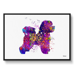 Bichon Frise Watercolour Dog Print - Splash Veterinary Decor Gift Dog Illustration Framed & Unframed Wall Art Print For Dog Lovers and Vets