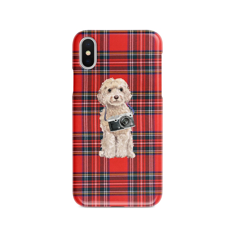 Champagne Cockapoo dog Tartan phone case XS Iphone 6 S Plus 7 Plus 11 Tartan styles 8 Plus,X Samsung Galaxy S7 /& S8
