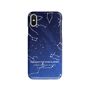 Étui pour téléphone carte des étoiles personnalisée galaxie bleue. Carte du ciel personnalisée de la constellation - Iphone 16 Pro Max, 15 à 6 ans et Samsung Galaxy S24, S23, S22