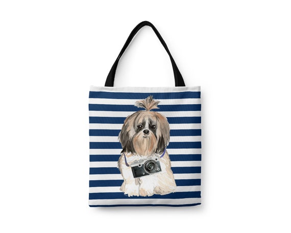 Shih Tzu Long And Short Hair Dog Tote Bag Illustrated Dogs Etsy