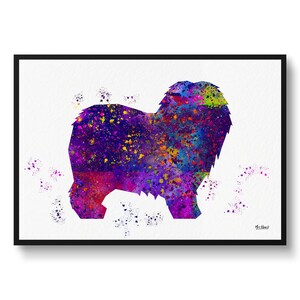 Old English Sheepdog Watercolour Dog Print - Veterinary Decor Gift Dog Illustration Framed & Unframed Wall Art Print For Dog Lovers and Vets