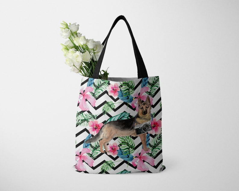 All purpose: for work Illustrated dogs /& 6 Travel inspired styles shopping life German Shepherd Dog Tote Bag Alsatian shoulder bag