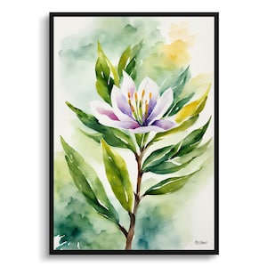 Laurel Watercolour Botanical Art Print - Sweet Bay Floral Framed Plant Wall Art Poster Flower Painting