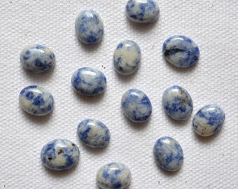Sodalite Cabochons, Spotted Stone, Loose Gemstone, Oval Shape & Size Cabochon, 8x10mm 10 Pieces Lot # AR1203