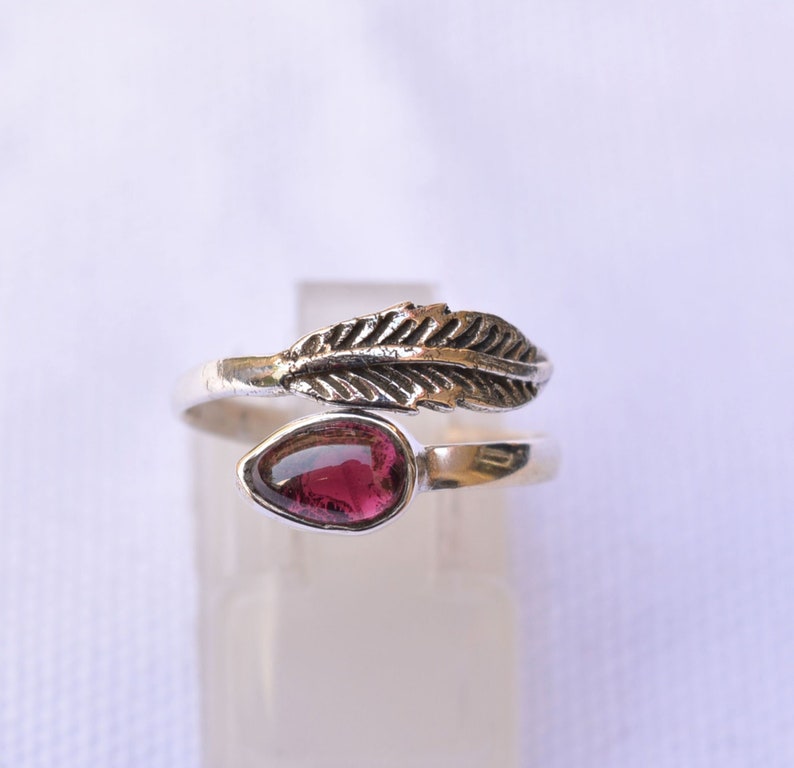 Boho Jewelry Garnet Ring Handmade Ring Gift For Her Pear Shape 925 Sterling Silver Jewelry Garnet Gemstone Ring Silver Ring R 11
