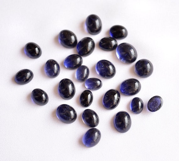 Iolite Oval Shape Gemstone, Iolite Cabochons, Loose Gemstone For Jewelry, 6x8mm - 10x12mm, 10 Pieces Lot, GNRA 1702