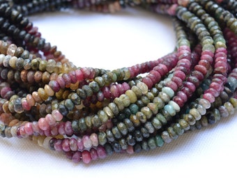 Multi Tourmaline Beads, Tourmaline Gemstone, Faceted Rondelles, Semi Precious Gemstone For Jewelry Making, 5.50mm, 13 Inch Strand #GNP0712