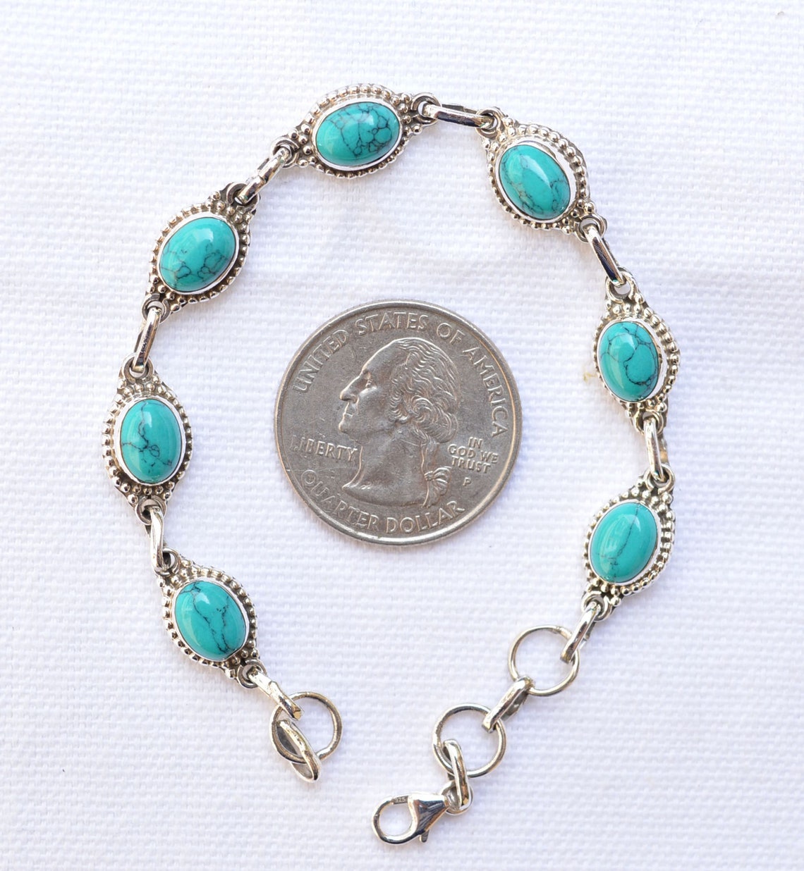 Turquoise Stone Adjustable Bracelet 925 Sterling Silver Etsy