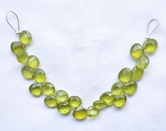 Natürliche grüne Peridot Perlen, Peridot Herzform, facettierten grünen Peridot Edelstein, Briolettes Edelstein, 7mm - 8mm, 4 Zoll Strang