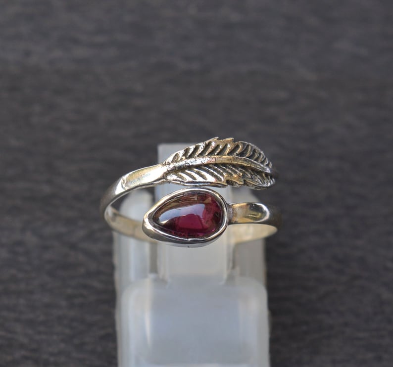 Boho Jewelry Garnet Ring Handmade Ring Gift For Her Pear Shape 925 Sterling Silver Jewelry Garnet Gemstone Ring Silver Ring R 11