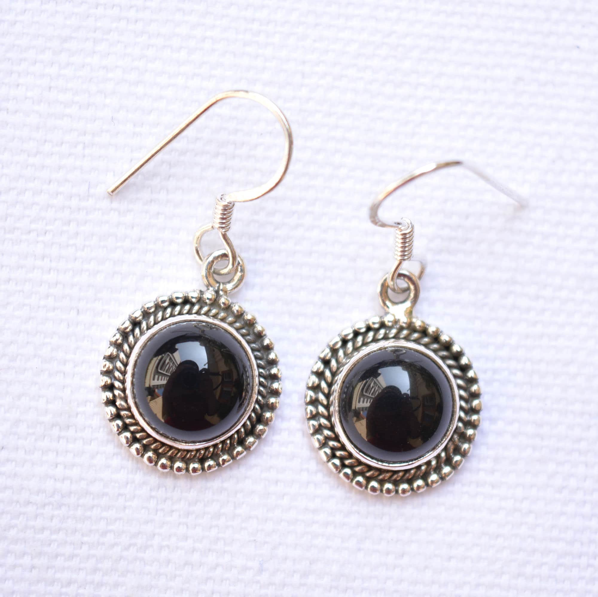 Black Onyx Earring Round Handmade Earring Dainty Earring Etsy UK