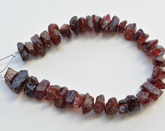 Raw Garnet Beads, Garnet Gem Stone Nugget Beads, Rough Gemstone Briolettes, Raw Gemstone Beads 9mm To 12mm, 6 Inch Strand