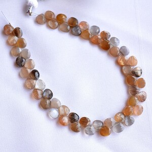Multi Color Sunstone Faceted Heart Shape Briolettes, 5.5mm Beads, Sunstone Gemstone Beads, Jewelry making Gemstone 7 Inch Long Strand