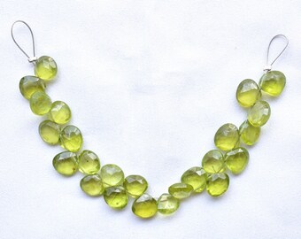 Cuentas de peridoto verde en forma de corazón, gema facetada, cuentas briolettes, 7 mm - 8 mm, hebra de 10 cm (4 pulgadas)