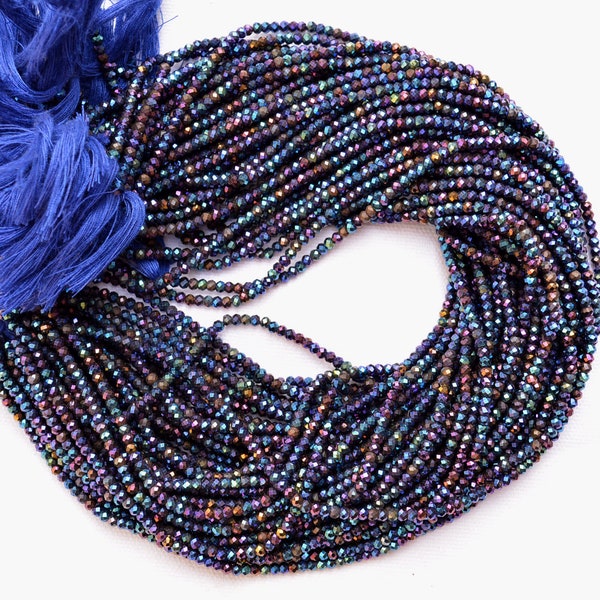 Mystic Blue Spinel Beads, Faceted Spinel Gemstone, Mystic Rondelles, Loose Gemstone Bead For Jewellery, 3mm Bead Size, 13" Strand #PP4190