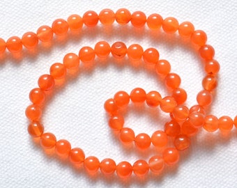 Carnelian Smooth Round Beads, Orange Carnelian Beads, Natural Gemstone, Round Loose Beads, 4.5mm 13 inch Strand #GNP0764