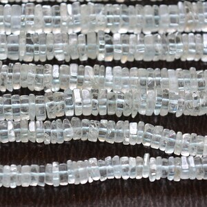 Aquamarine Gemstone Bead, Aquamarine Gemstone, Heishi Cut Aquamarine Beads, 4mm - 6mm, Aqua Blue Color Beads, 8 Inches Half Strand # PP7715