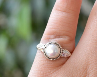 アクセサリー PEARL RING Natural Pearl Ring, 925 Sterling Silver Ring, Pearl Gemstone, Free