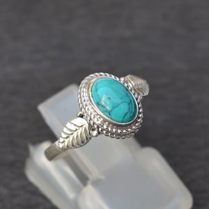 925 Sterling Silver Jewelry, Turquoise Gemstone Ring, Gift For Her, Boho Jewelry, Turquoise Silver Ring, Oval Shape, Handmade Ring, R 14