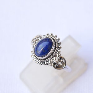 925 Sterling Silver Jewelry, Oval Shape, Handmade Ring, Lapis Lazuli Gemstone Ring, Gift For Her, Boho Jewelry, Lapis Silver Ring, R 10