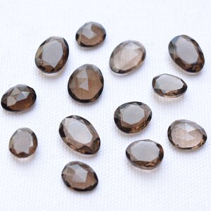 Smoky Quartz Faceted Gemstone, Mix Shape And Size Gemstone, Checker Cut Slices, Loose Gemstone, 10 Pieces Lot, 9x11 - 13x18mm # P0176