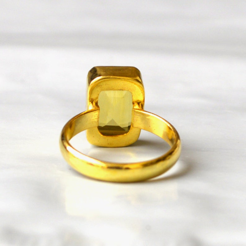 Yellow Citrine Quartz Ring Octagon Cut Citrine Quartz Gift Ring Birthstone Handmade Ring Sterling Silver Yellow Gold Ring Citrine Ring