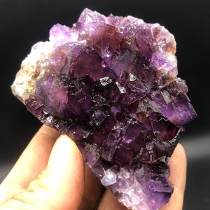295g Natural Inner Mongolia red purple cube fluorite crystal specimens #Q574
