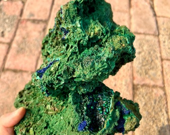 Beautiful Natural blue azurite geode Malachite mineral specimens