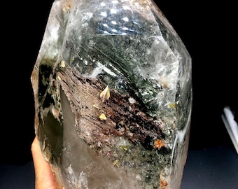 6400g Crystal super beautiful Green ghost Quartz ghost Crystal Specimen /Green ghost pyramid Crystal