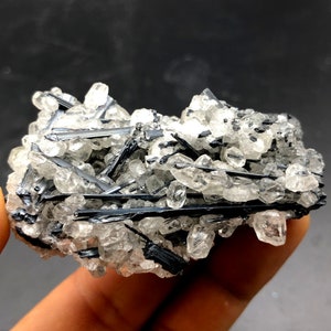 High quality Natural Stibnite minerals shining bright color stibnite & quartz crystal calcite  #Q640