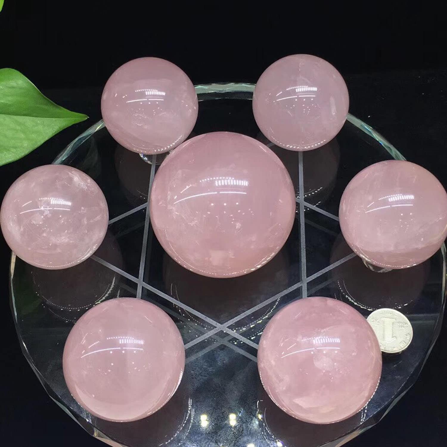 Natural Pink Rose Quartz Crystal Ball, Seven Star Array - Etsy UK