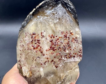 Rare Smoky quartz Spessartine crystal RARE garnet Crystal Specimen#A1990