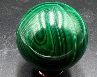 Crystal natural malachite sphere, Manual polishing green Malachite ball  #Q665