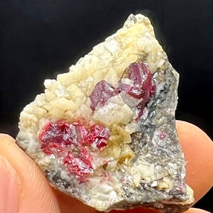 CINNABAR, Natural Gem CINNABAR White Dolomite Mineral Specimen924 image 9