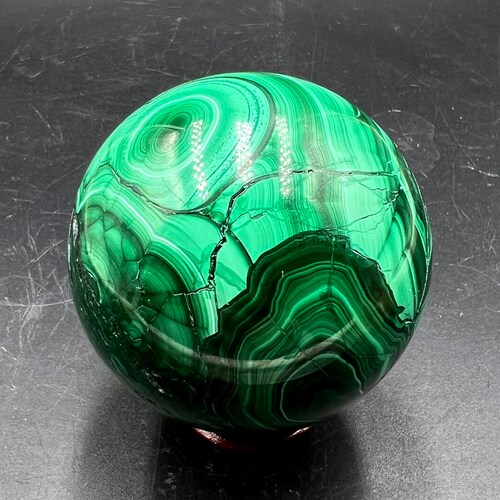Crystal natural malachite sphere, Manual polishing green Malachite shops ball #Q660