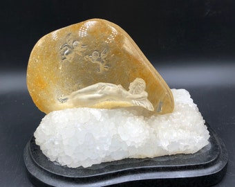 Beautiful handcrafted carving, angel inner handcrafted carving angel Quartz Healing #567