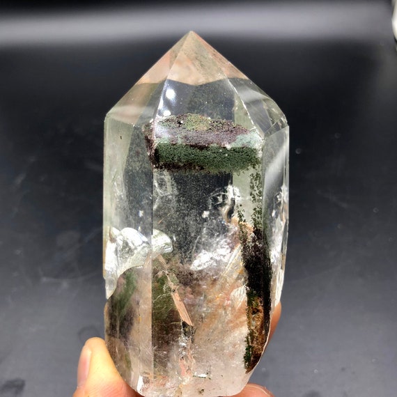 Natural Green Ghost Quartz Crystal Specimen, Rare Phantom Quartz