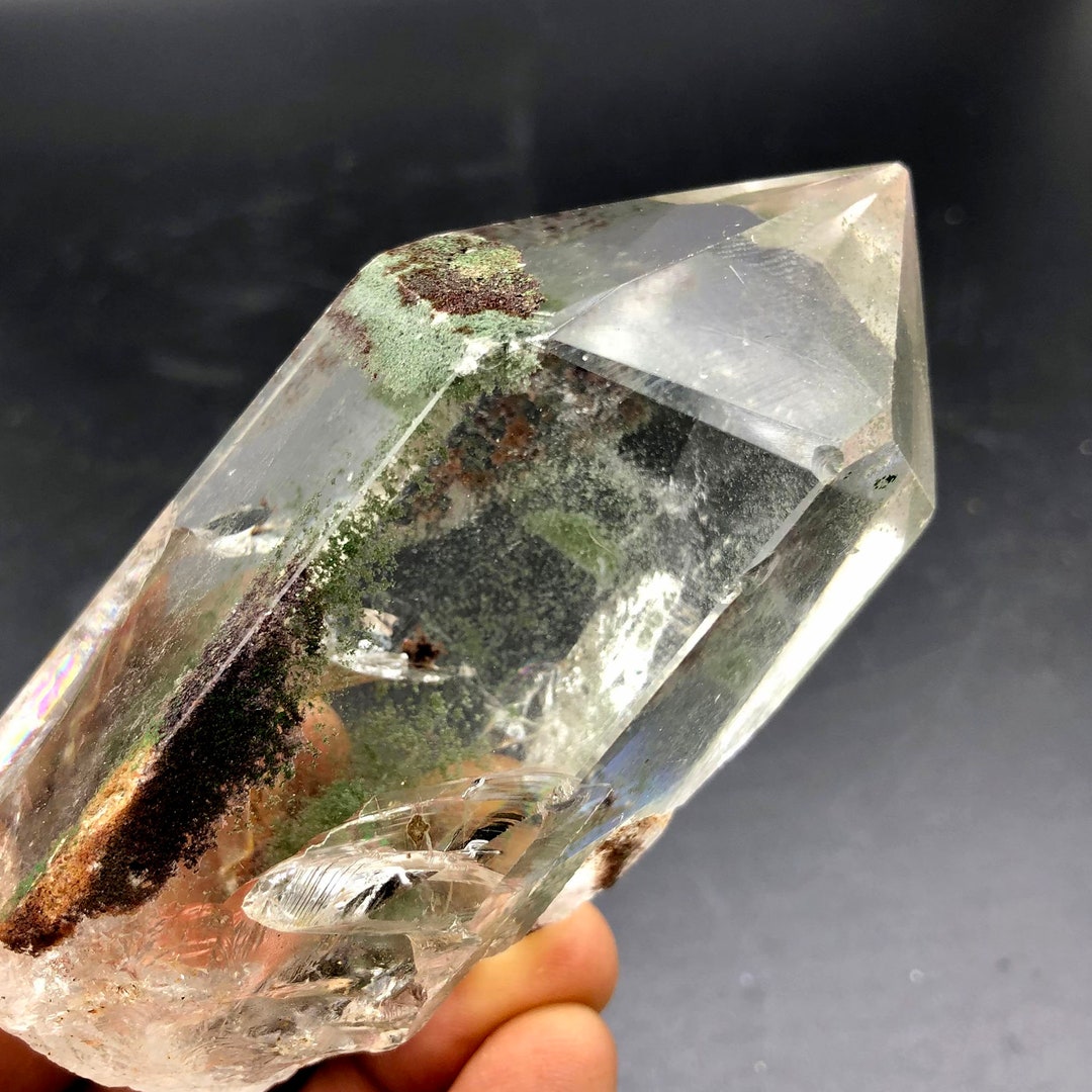 CRYSTAL Natural Green Ghost Crystal / Rare Green Ghost Quartz Specimen