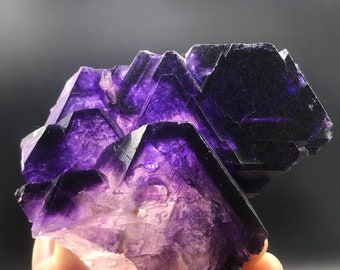 270g RARE  purple fluorite ,Natural Pretty complete cube blue fluorite crystal specimens #Q122