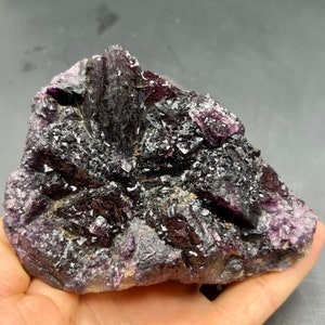 RARE purple fluorite ,Natural Pretty complete purple fluorite crystal specimens #912