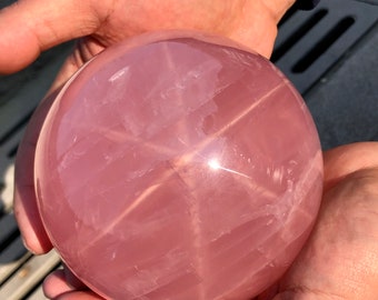 RARE Pink Starlight Ball,Natural Pink Rose Quartz Magic Crystal Healing Ball Sphere # 269